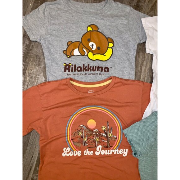 Lot Of 6 Graphic Tee Shirts kids 10/12 Def Leppard Rilakkuma Messy Hair Dont Car - Picture 2 of 4